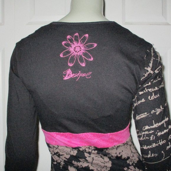 DESIGUAL Black & Red Multi-Pattern Long Sleeve Dress - Picture 7 of 8